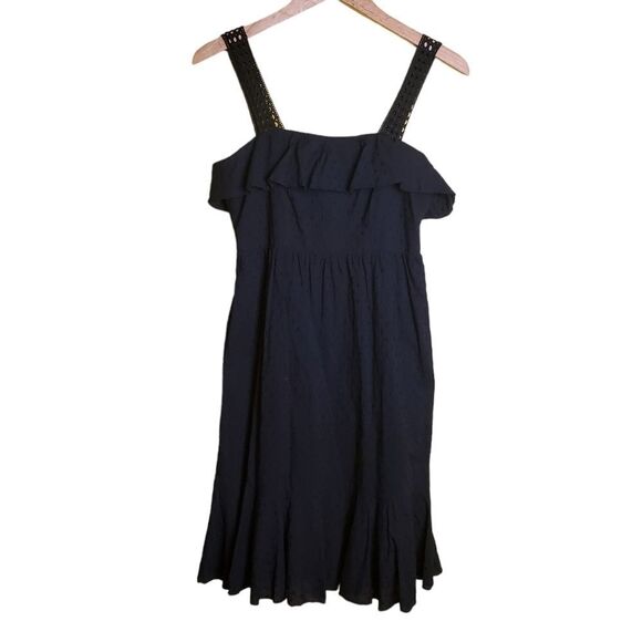 J. Crew Navy Blue Swiss Dot Midi Dress Size 4 Petite - Picture 3 of 13